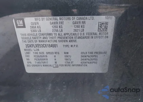 2012 GMC Terrain Slt-2 from USA, damaged, VIN 2GKFLXE53C6184901